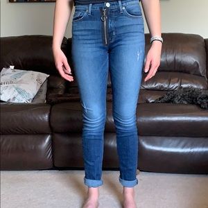 Dark zip up hudson jeans